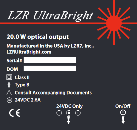 Power Supply for LZR Ultrabright (Note: Included with each new unit)